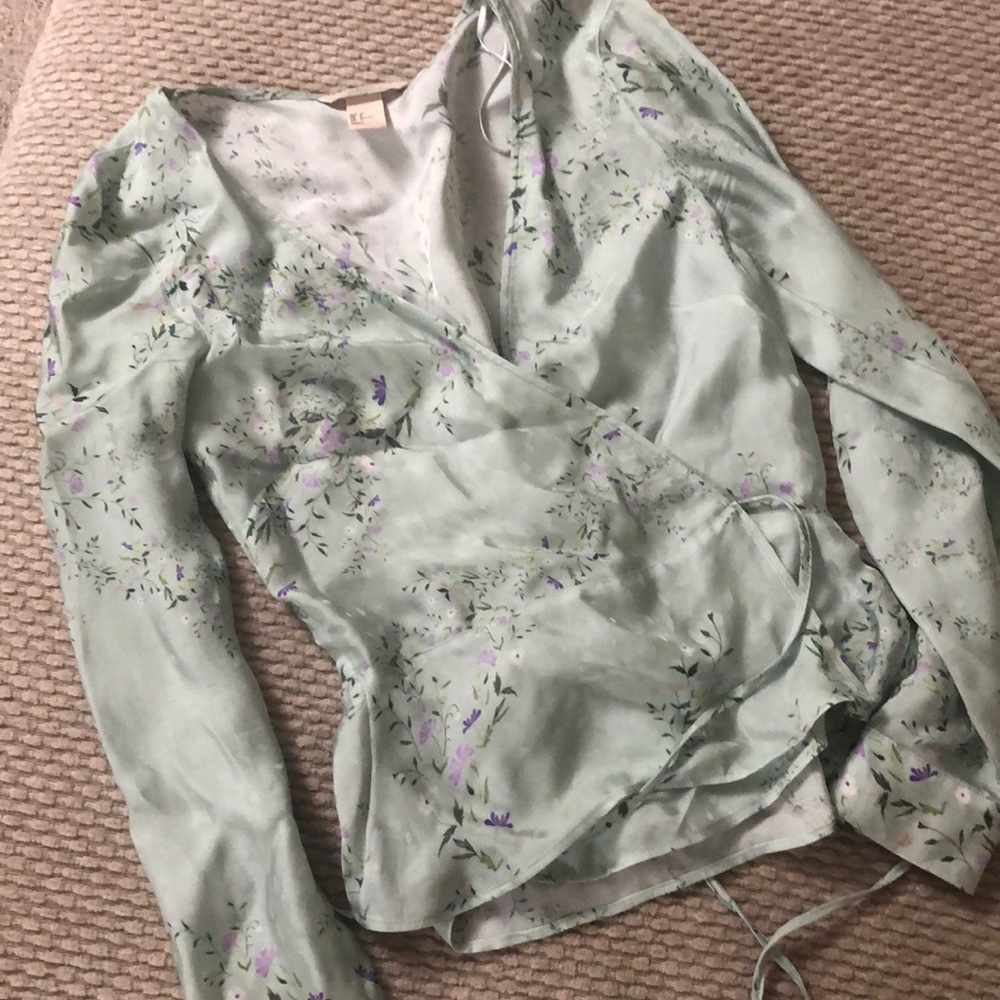 Green tie up blouse